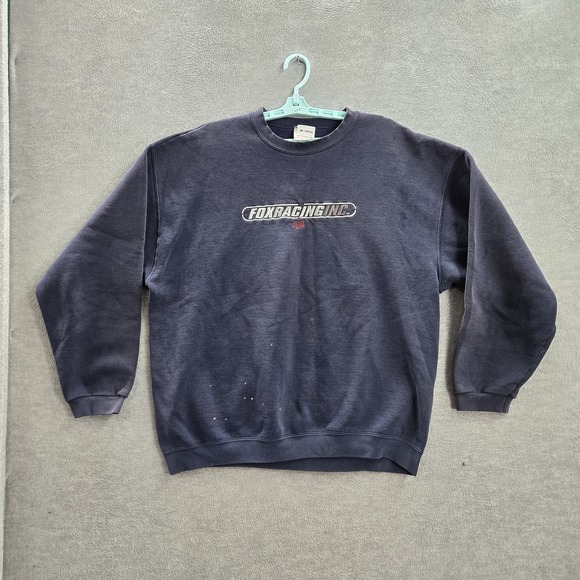 Fox Racing Tops - VINTAGE Fox Racing Men Sweatshirt XL Blue Embroidered Motocross Skater Y2K READ